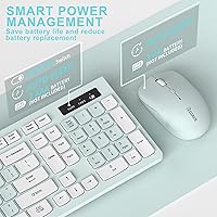 Vista 4 de Combo de teclado y mouse inalámbricos, teclado inalámbrico de tamaño completo y mouse DPI ajustable, receptor USB de 2.4 GHz, teclado y mouse