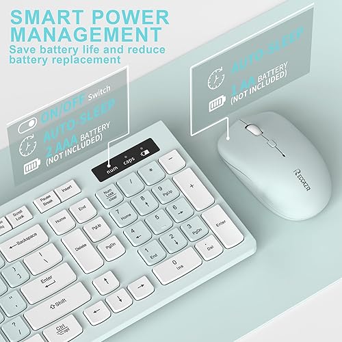 Miniatura 4 de Combo de teclado y mouse inalámbricos, teclado inalámbrico de tamaño completo y mouse DPI ajustable, receptor USB de 2.4 GHz, teclado y mouse para