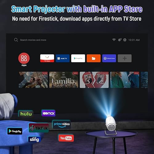 Vidéoprojecteur 4K Mini Projecteur Portable WiFi 6 BT 5.4, Projecteur Video avec Auto Keystone, 130 Pouces, 180° Rotation Compatible avec HDMI/TV Stick/USB/PS5 [App Intégrée] - 3