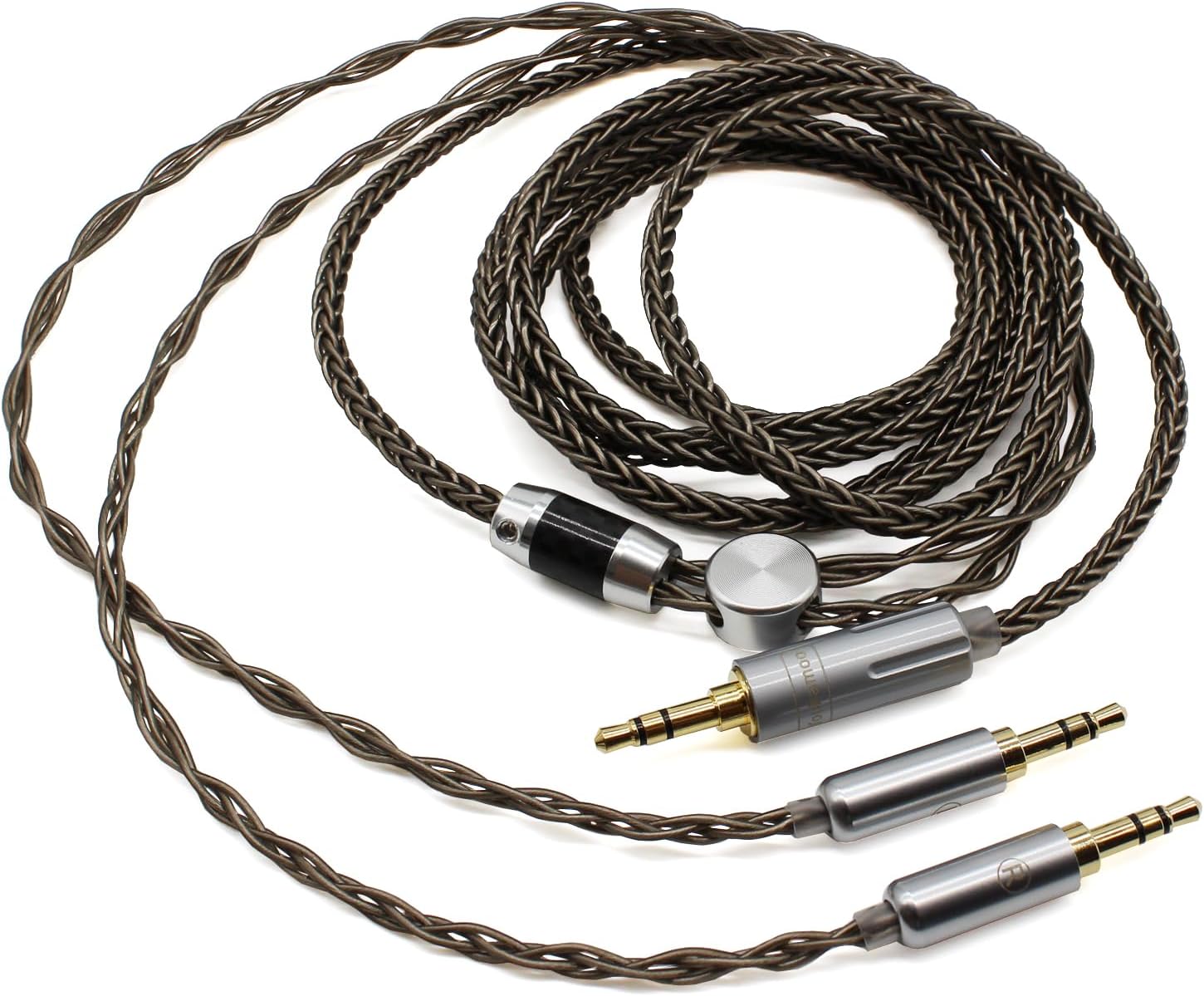 Youkamoo 8 Core Braided Silver Plated Replacement Cable Compatible for Hifiman HE4XX, HE-400i Headphones, 3.5mm to Dual 3.5mm Male 1.8m 6ft