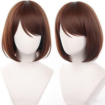 Anime Short Brown Wigs with Bangs Anime Brown Bob Cosplay Wig Adult COS The Cool Doctor Wise Man Role Wig Halloween,Christmas,Party