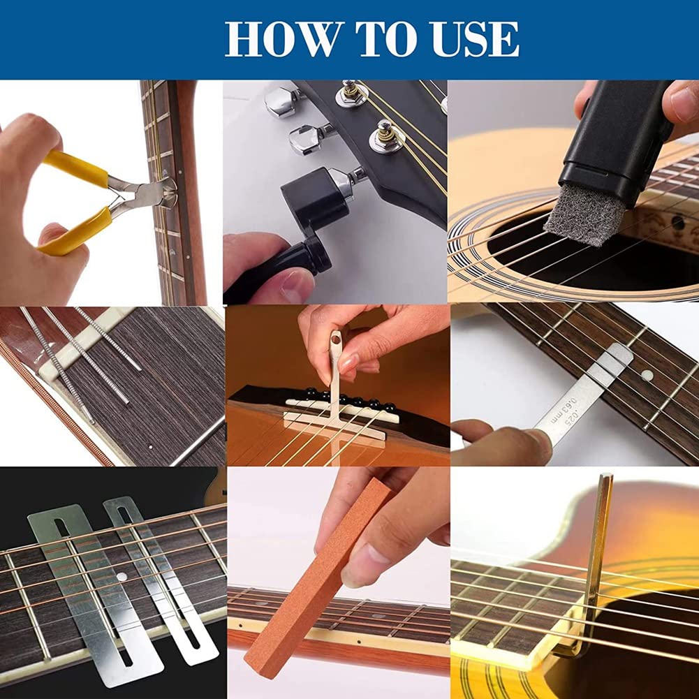 Kit Riparazione Chitarra 67 Pezzi | Per Chitarra, Basso E Ukulele | Set Manutenzione Completo Con Borsa - Foto 5