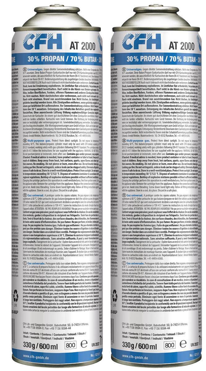 Bio Gas-Unkrautbrenner Unkrautbrenner Abflammgerät Unkrautvernichter Piezozündung 2 kW 7/16" Gewinde mit 2 Gaskartuschen 330g AT 2000