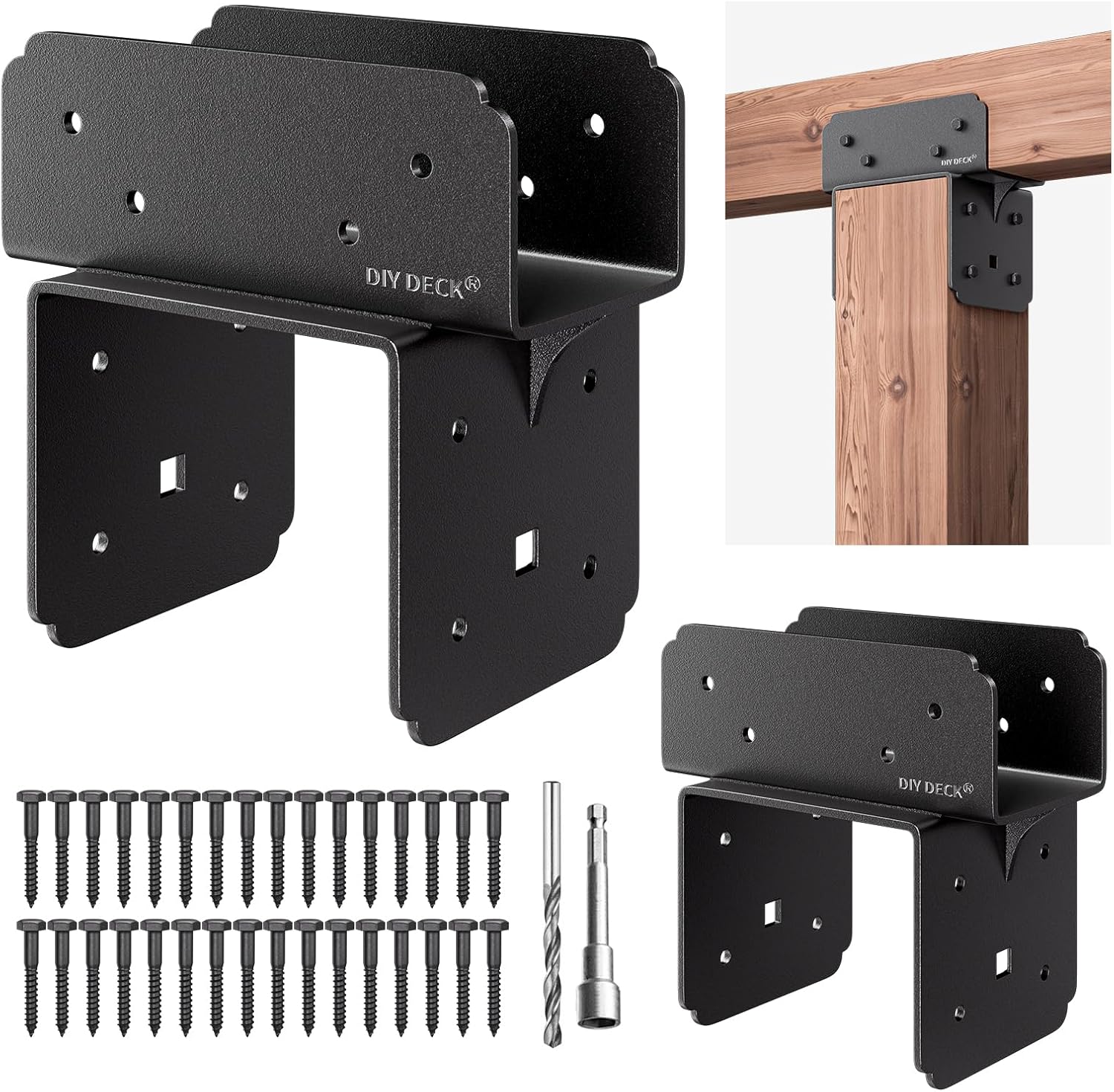 2Pack Stainless Steel Bracket for Wood 6x6(Actual 5.5"x5.5") Post to 4x6(Actual 3.5"x5.5") Beam Connector Post Anchor Base Metal Hardware ( P6x6-B(4x4/4x6))