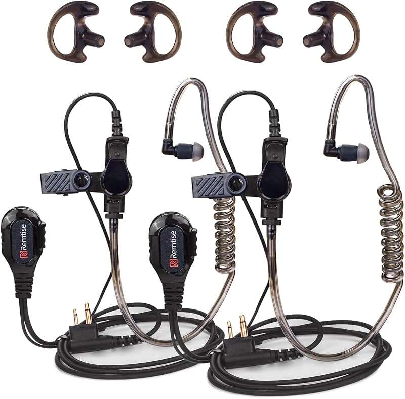 Acoustic Tube Earpiece with Mic for Motorola Walkie Talkies, Surveillance Headset and PTT Compatible with Motorola 2 Way Radios BPR40/CP/CLS/DTR/PR/RDU/RMU Series (Black)