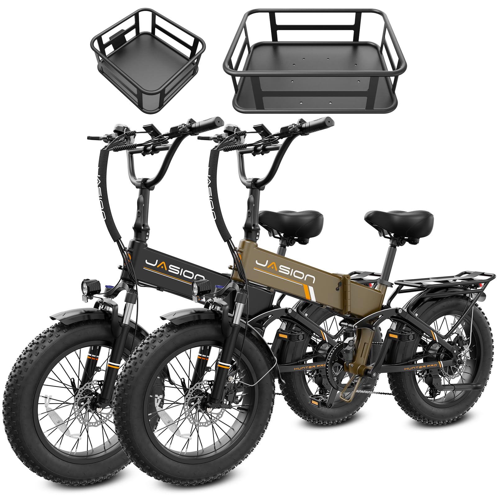 Jasion X Hunter/PRO Electric Bike for Adults,1800W/1400W Peak 20''Fat Tire Foldable Ebike,Folding E Bike Up to 80/70 Miles Range,720/624WH Removable Battery,30 MPH E Bike,Certified by UL2849