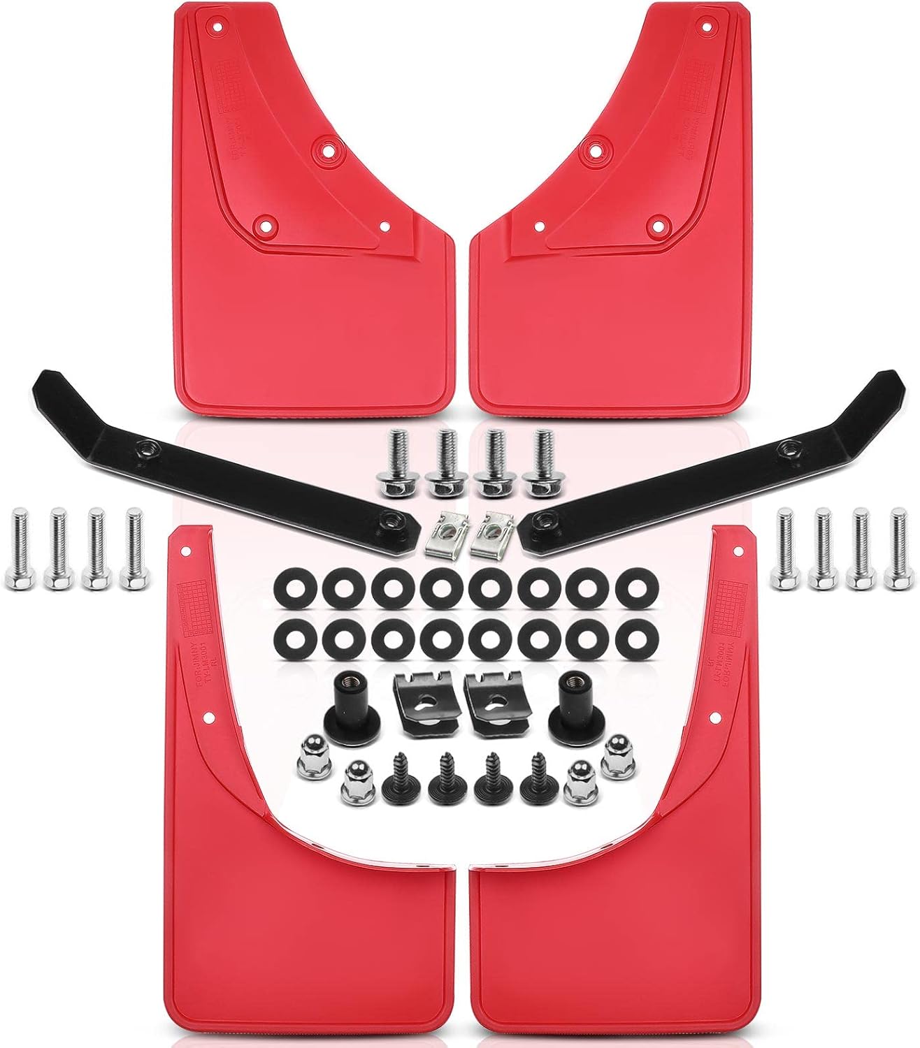 A-Premium Set of 4PCS Mud Flaps Splash Guards Mudguards Mudflaps with Hardware Kits Accessories Compatible with Suzuki Jimny, 2019-2020, 2019 2020, Red Color, Front LH RH and Rear LH RH