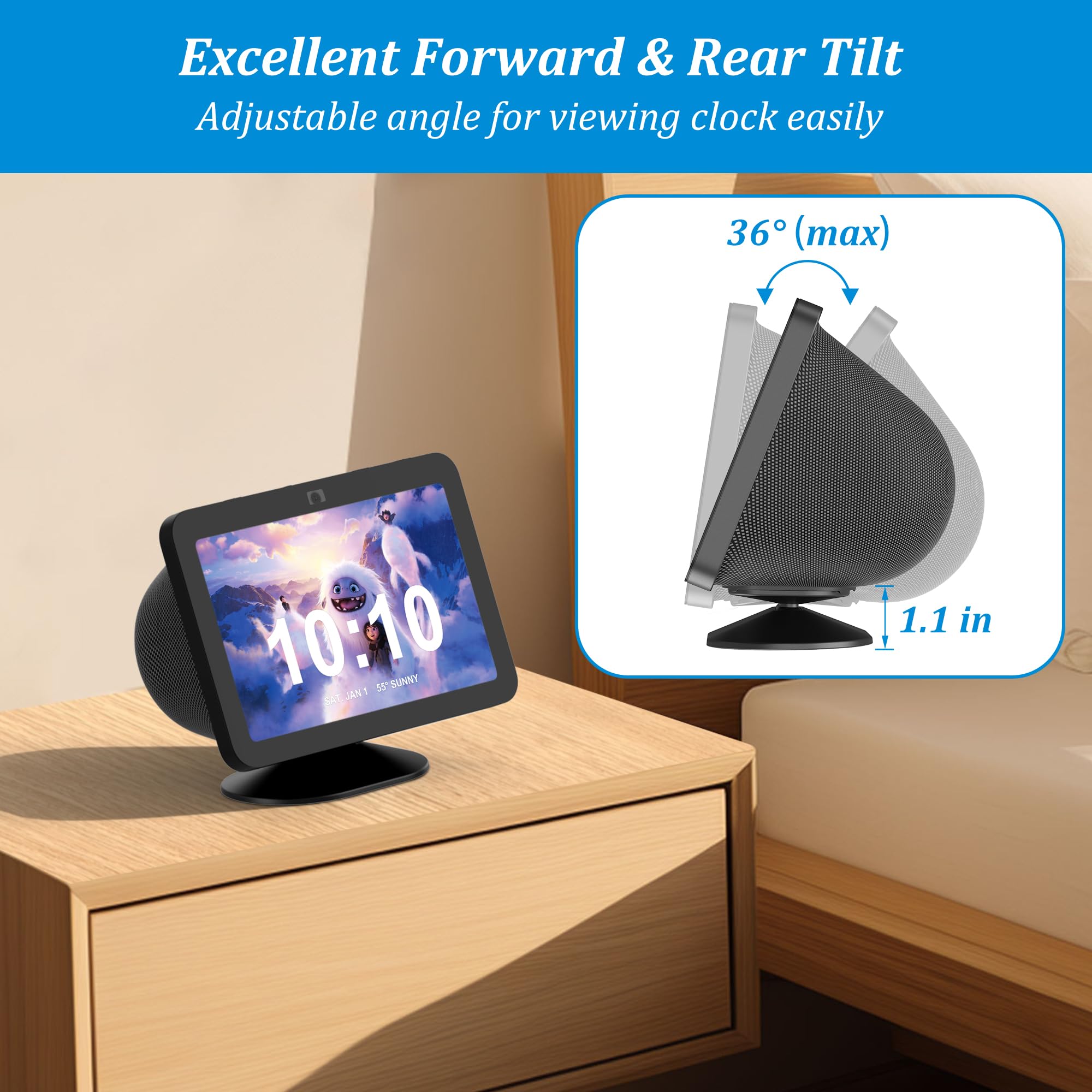 PlusAcc Stand for Show 8 (3rd gen), Adjustable Holder compatible with Google XIAOAI Speaker & SHOW 8 (3rd generation) - Image 4