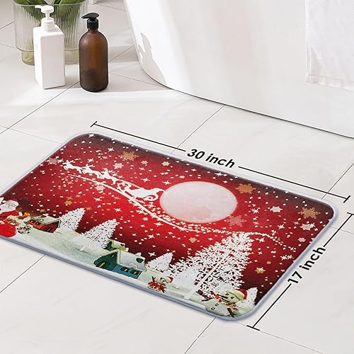 Miniatura 2 de Tapete de baño de cachemira de imitación de Navidad, 17 x 30 pulgadas, tapete de baño de luna de Papá Noel, tapete decorativo para el hogar, parte