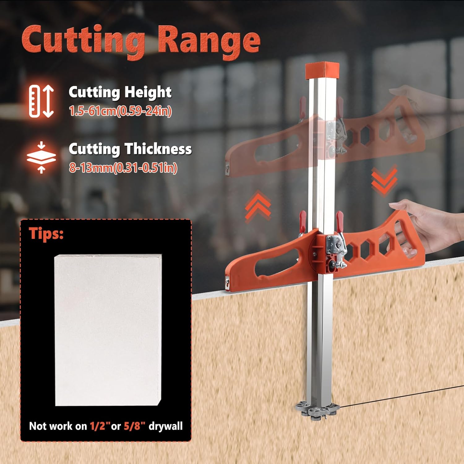 JOJOCY Precision Drywall Cutting Tool, Foldable Hand Push Drywall Cutter with Dual Positioning Guide, Adjustable for 8–13mm Plasterboard, Gypsum & Sheetrock For Walls, Renovations & DIY Decorations