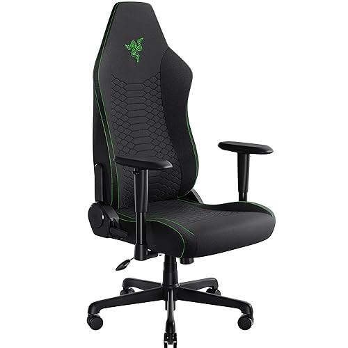 Razer Iskur V2 X Ergonomic Gaming Chair: Built-in Lumbar Support - Widened Seat Base - High Density Foam Cushions - Adjustable 152 Degree Recline - 2D Armrests - Plush Fabric Finish - Black - Black