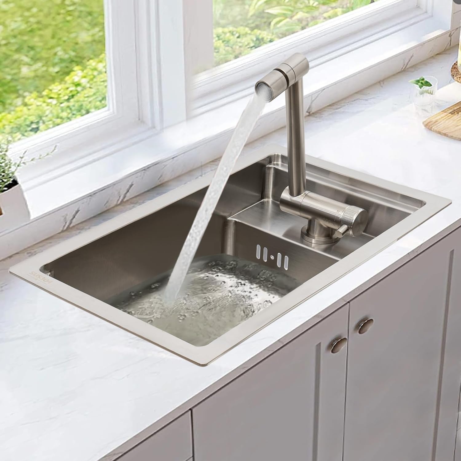 304 Stainless Steel Workstation Sink, Drop-In Installation, Silver, 16.99.88.7in