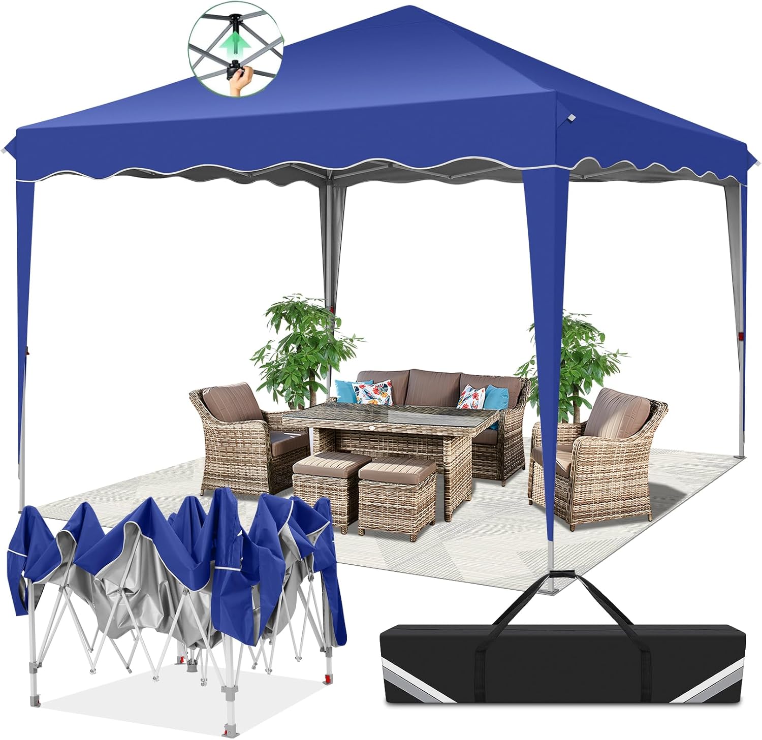 COBIZI Canopy 10x20 Pop Up Canopy Tent with 6 Sidewalls, Waterproof Commercial Canopy Ez Outdoor Instant Gazebo UV Protection 50+ Event Shelter, Garden Tents for Parties with Sandbags, Black