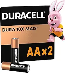 Duracell Pilhas Alcalinas AA Pequena Pack 2 Unidades – Dura até 10x – Mais Ideal para Controles Remotos Brinquedos e Lanternas