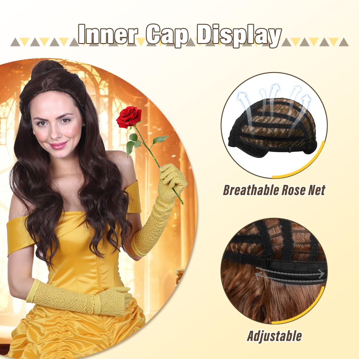 ColorGround Women’s Long Wavy Brown Prestyled Cosplay Costume Wig with Detachable Bun - Image 6