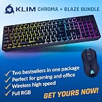 KLIM Blaze & Chroma Wireless Bundle – New – Gaming Keyboard and Mouse Combo – Responsive, Durable, Ergonomic – Backlit Keyboard – RGB Gaming Mouse – Long-Lasting Built-in Battery