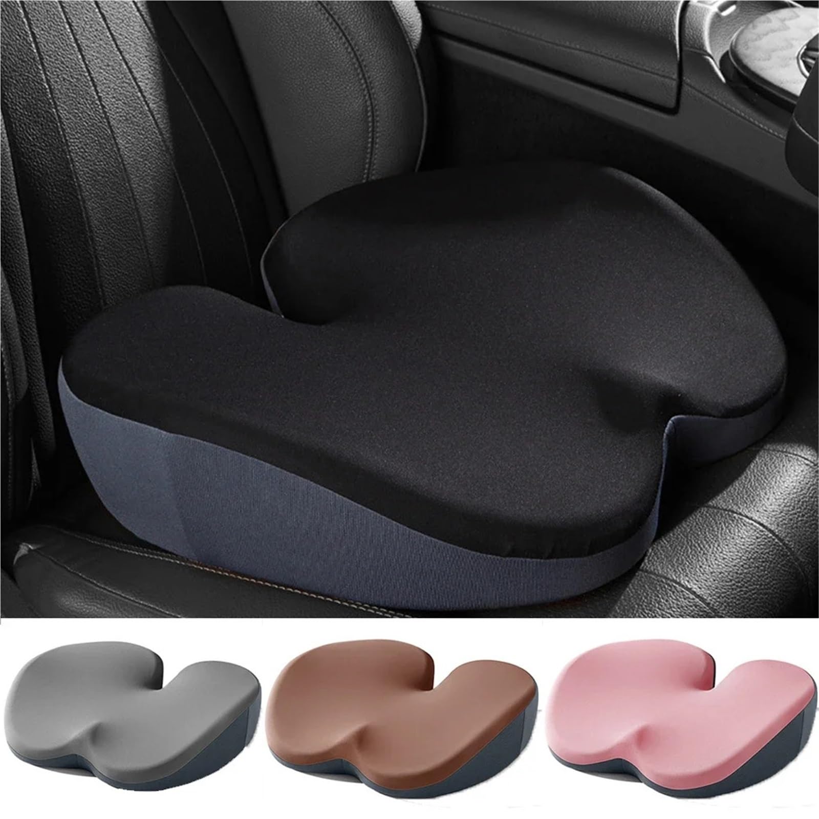 Cuscino Per Auto Sedile conducente principale for auto, cuscino di rialzo in memoria ortopedico antiscivolo, comodo for sedia da ufficio(GREY_FOAM_ONLY 1PC)