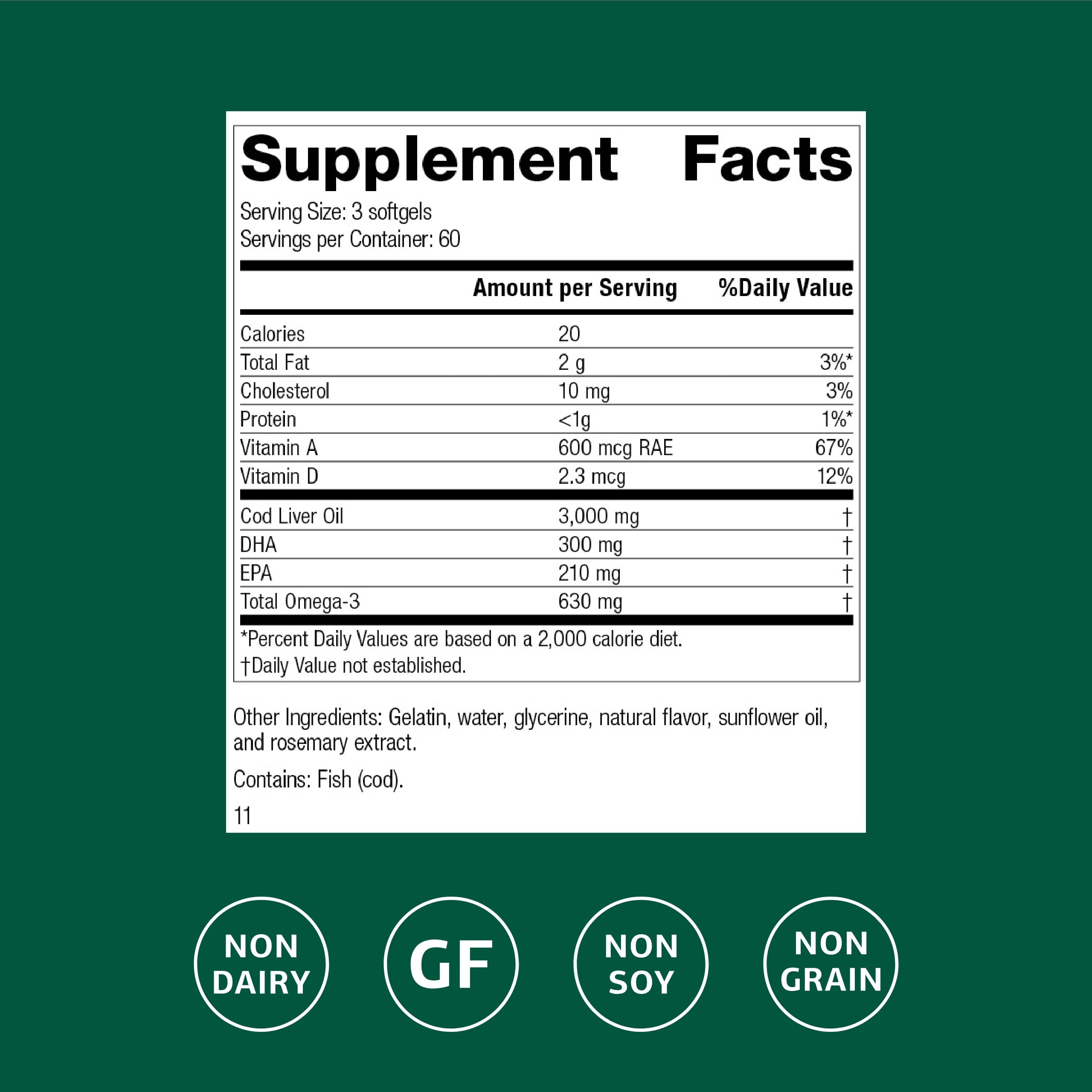 Standard Process Cod Liver Oil, Eye & Bone Health Support, 180 Softgels — Amazon image 2