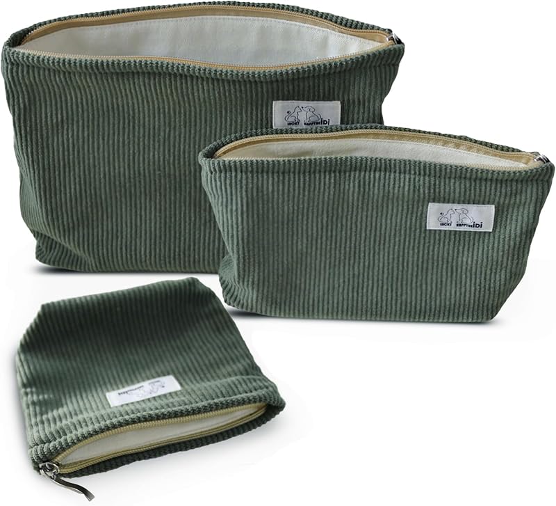 Conjunto HAPPYHEIDI com 3 necessaires de tecido, verde-escuro Misty Dark Green