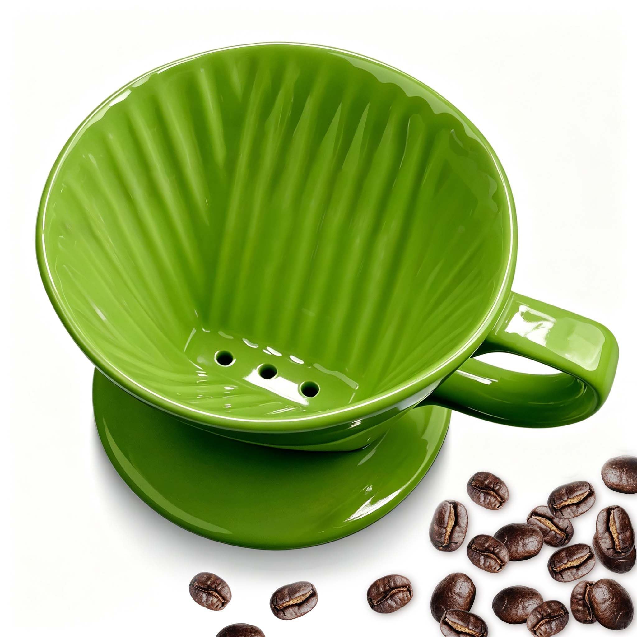 Ceramic Pour Over Coffee Dripper, V-Shaped Coffee Filter Cone