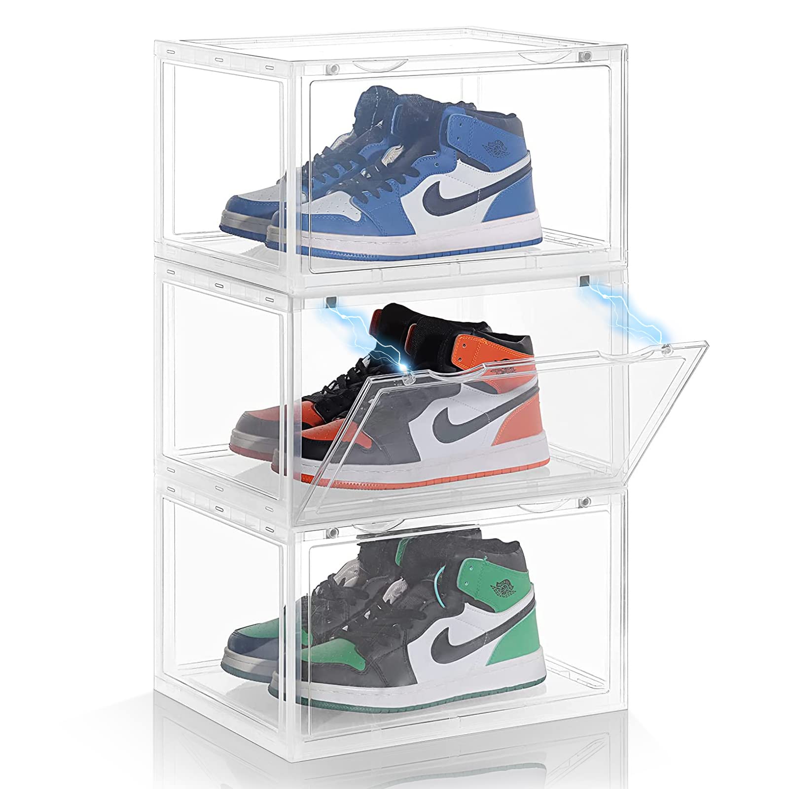 Buy ELUCHANG Stackable Shoe Organizer Shoe Storage 3 Pack Clear Plastic