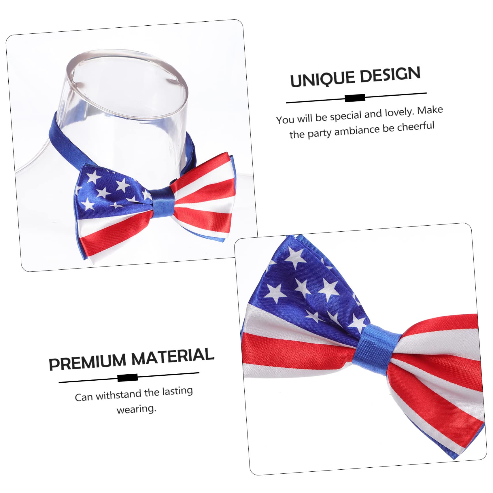 Veemoon Patriotic Bow Tie Set Suspender Clip Fashion Bowtie and Strap Clip Set for Men and Women