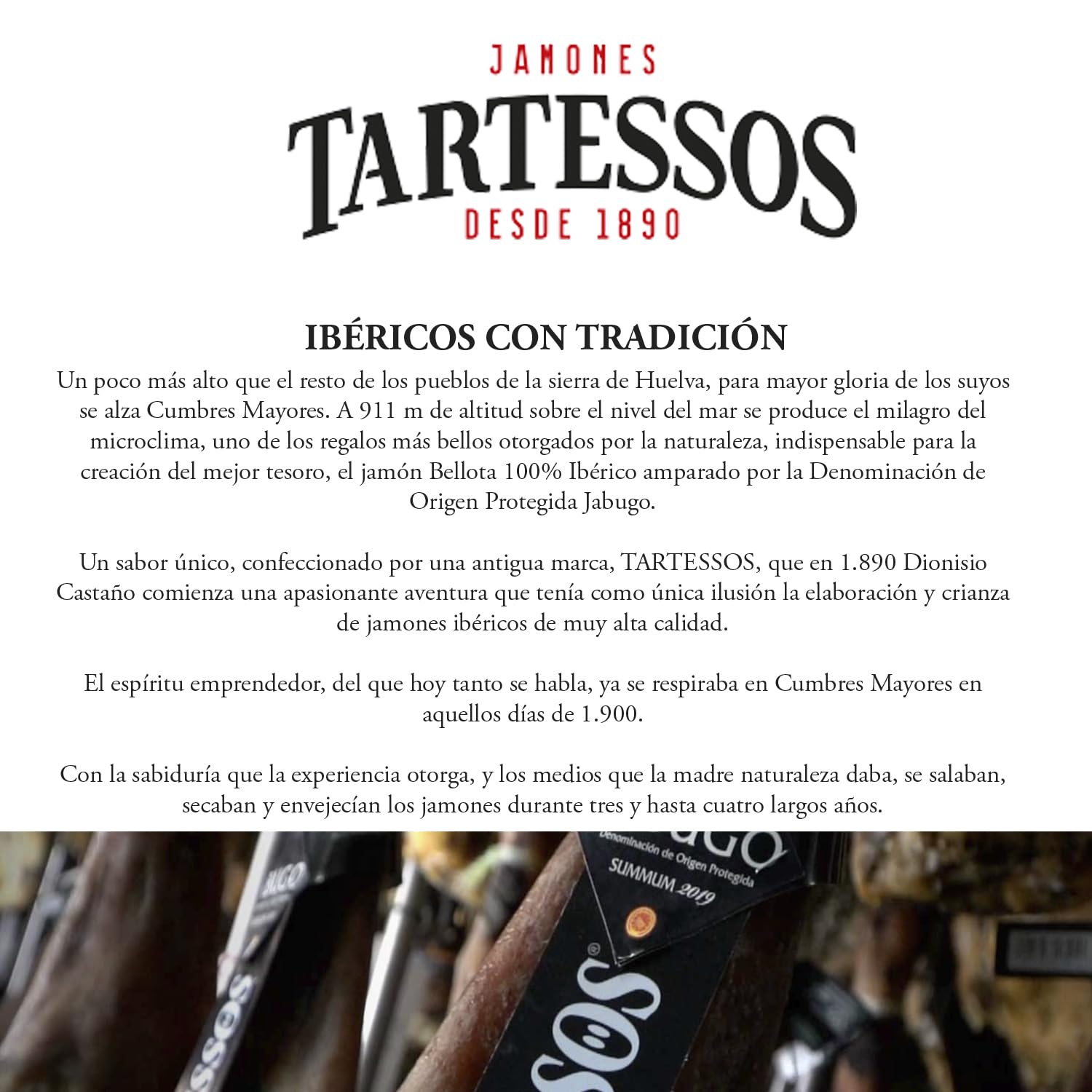Jamón de Bellota Jamones Tartessos I Ibérico 100% DOP Jabugo I Cortado a mano I 80gr por sobre I 20 Sobres