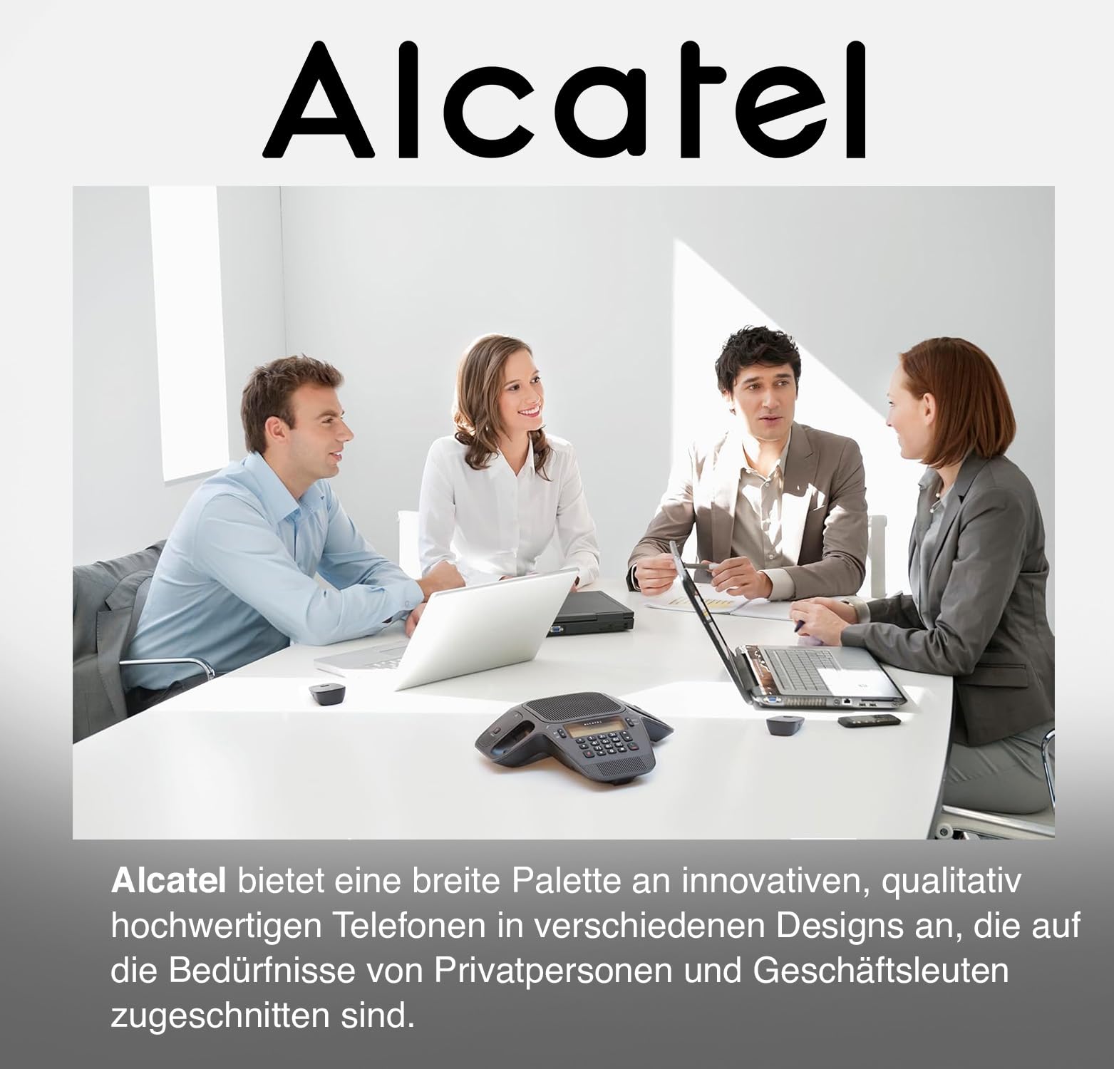 ALCATEL Conference 1500 - Analoges Gerät mit hoher Audioqualität - Büro/Home Office - Kleiner Besprechungsraum - 2 abnehmbare DECT-Mikrofone - Beleuchtetes Display mit Anrufer-ID - Freisprechfunktion