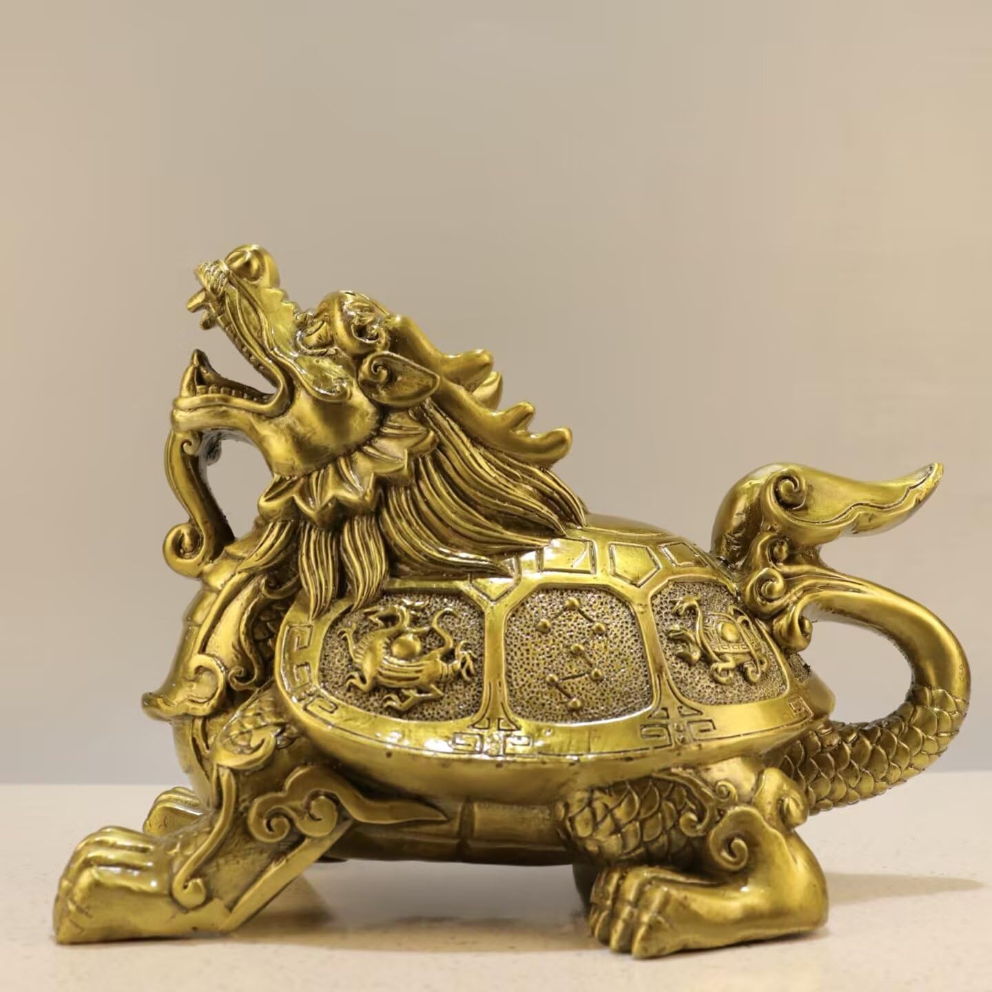 Dytartzx Pure Copper Dragon Turtle Statue - Exquisite Home Decoration - feng Shui Item - symbolizing Good Fortune and Longevity - Excellent Gift Choice - symbolizing Wea