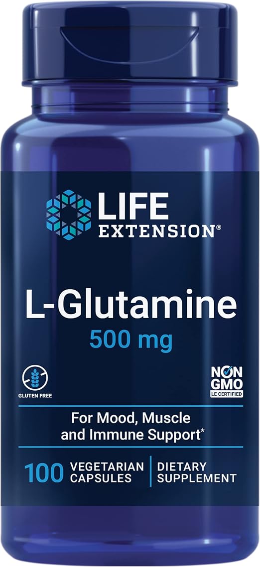 Life Extension LGlutamine 500mg For Muscle, Energy, Gut