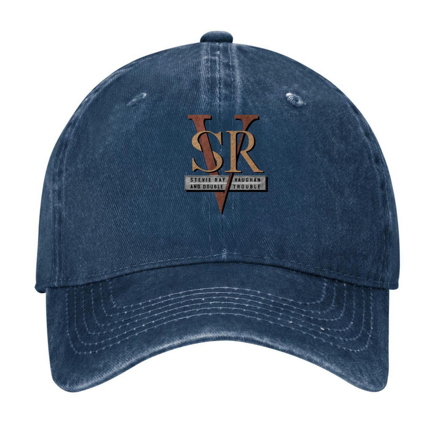 luuchrzz Stevie Ray Vaughan and Double Trouble Logo Navy Blue Vintage Washed Cotton Blank Baseball Cap Adjustable Dad Hat for Men Women