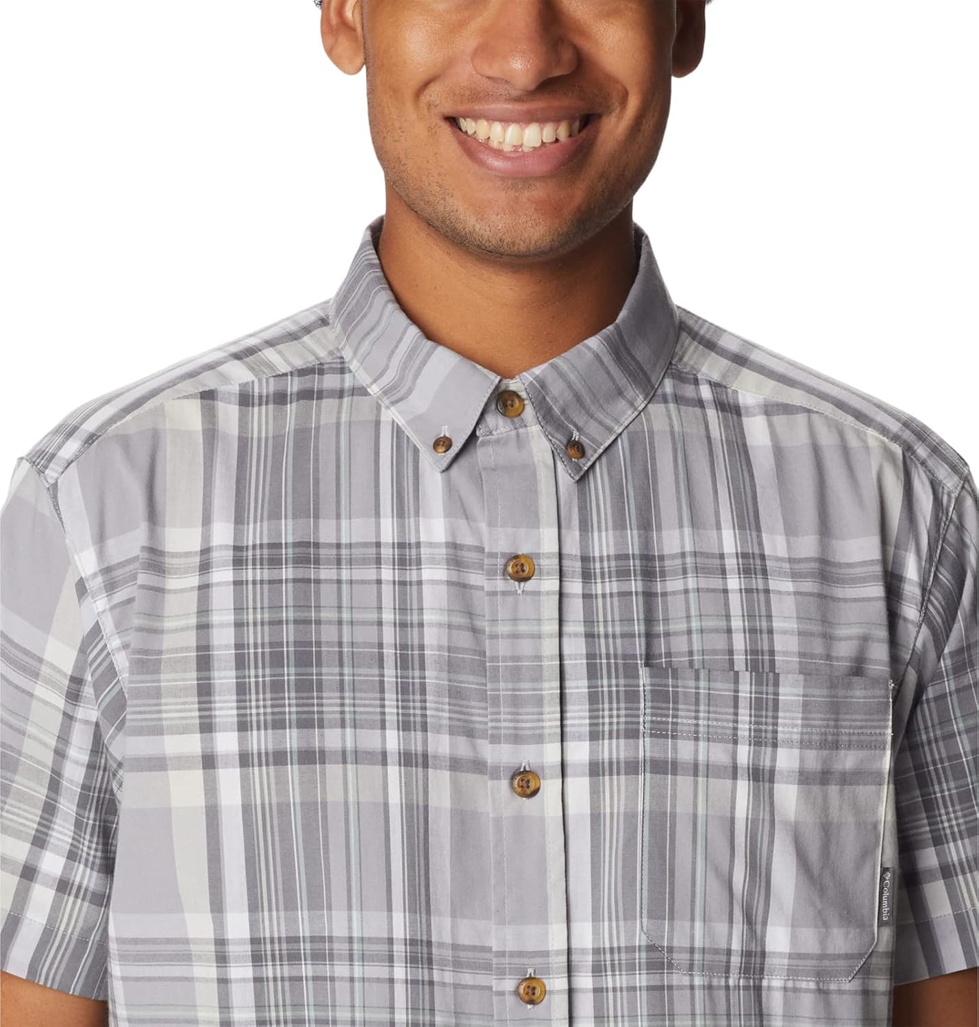 Columbia Men's Rapid Rivers II Short Sleeve Shirt, Columbia Grey Plaid, XX-Large