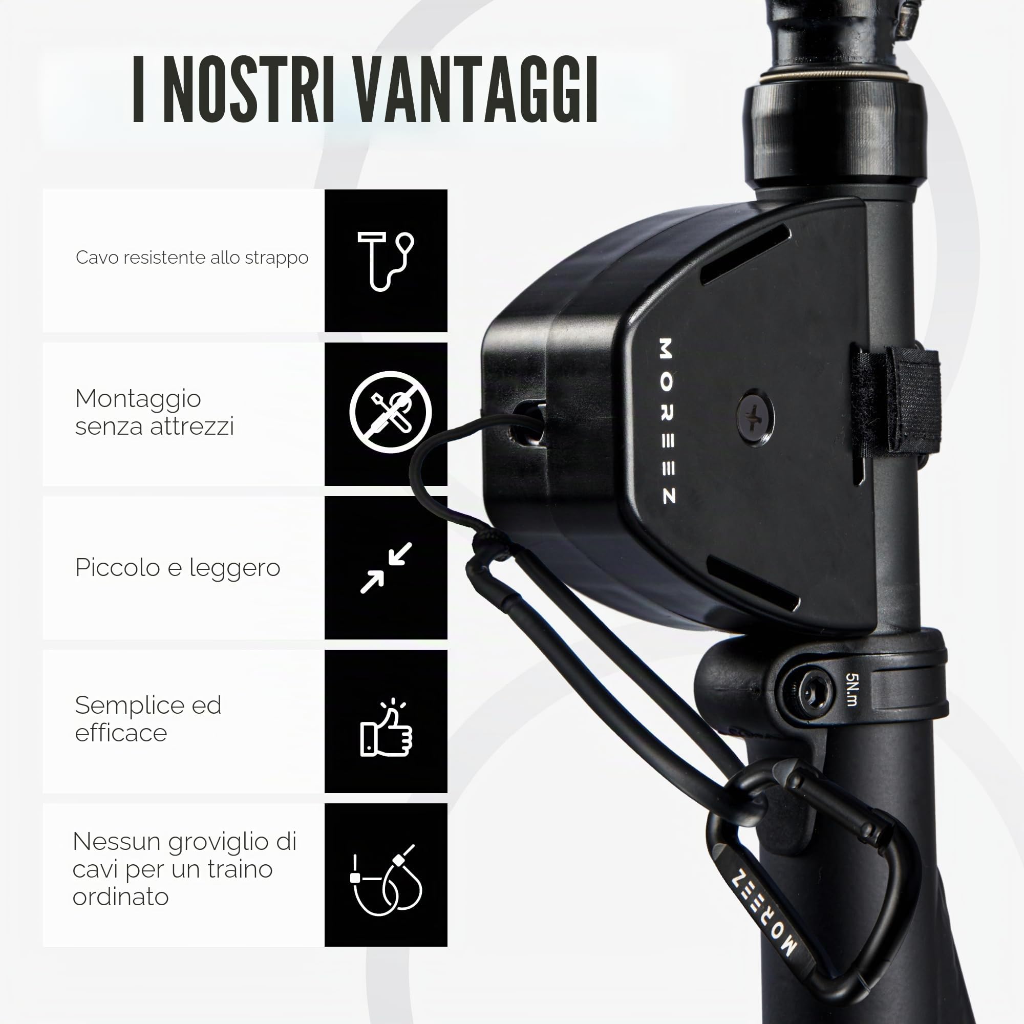MOREEZ Cavo di traino per bicicletta 110 kg E-Bike
