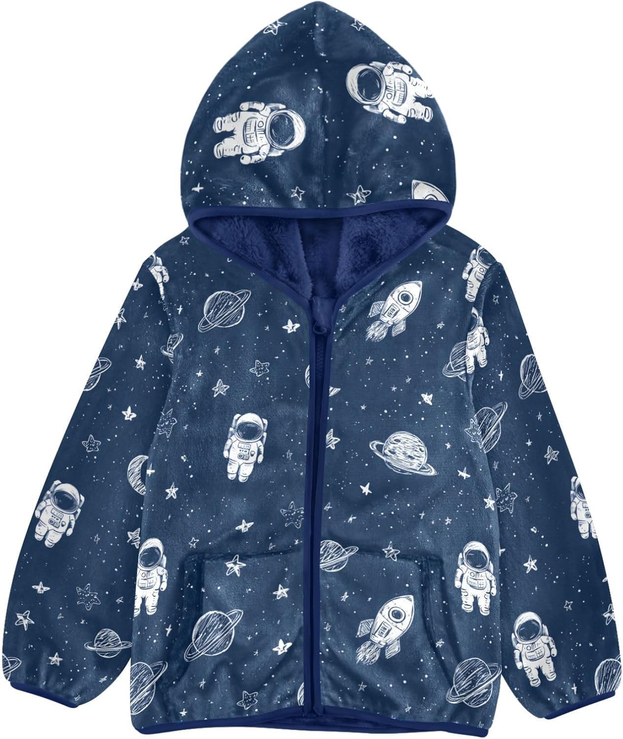 Cartoon Space Star Navy Boys Zip Sweatshirt Outerwear Jackets Navy Blue Baby Boys Clothes 3T