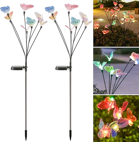 XYRIS Fairy Garden Stakes 1 Pair - Solar Garden Decorations Lawn Ornaments Garden Statue Outdoor, Metal Yard Decor Lawn Decorations Outdoor,