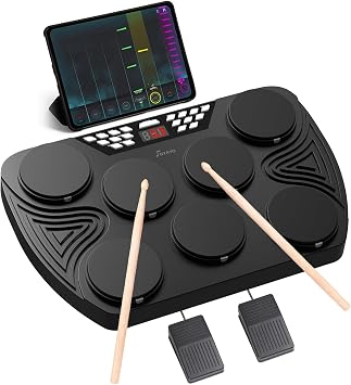 Drums Electronic 7 Pads Electronic Drums Touch Dynamic E Drum Support MIDI Bluetooth PC Connect Digital Drum for Kids Beginner Birthday Gift