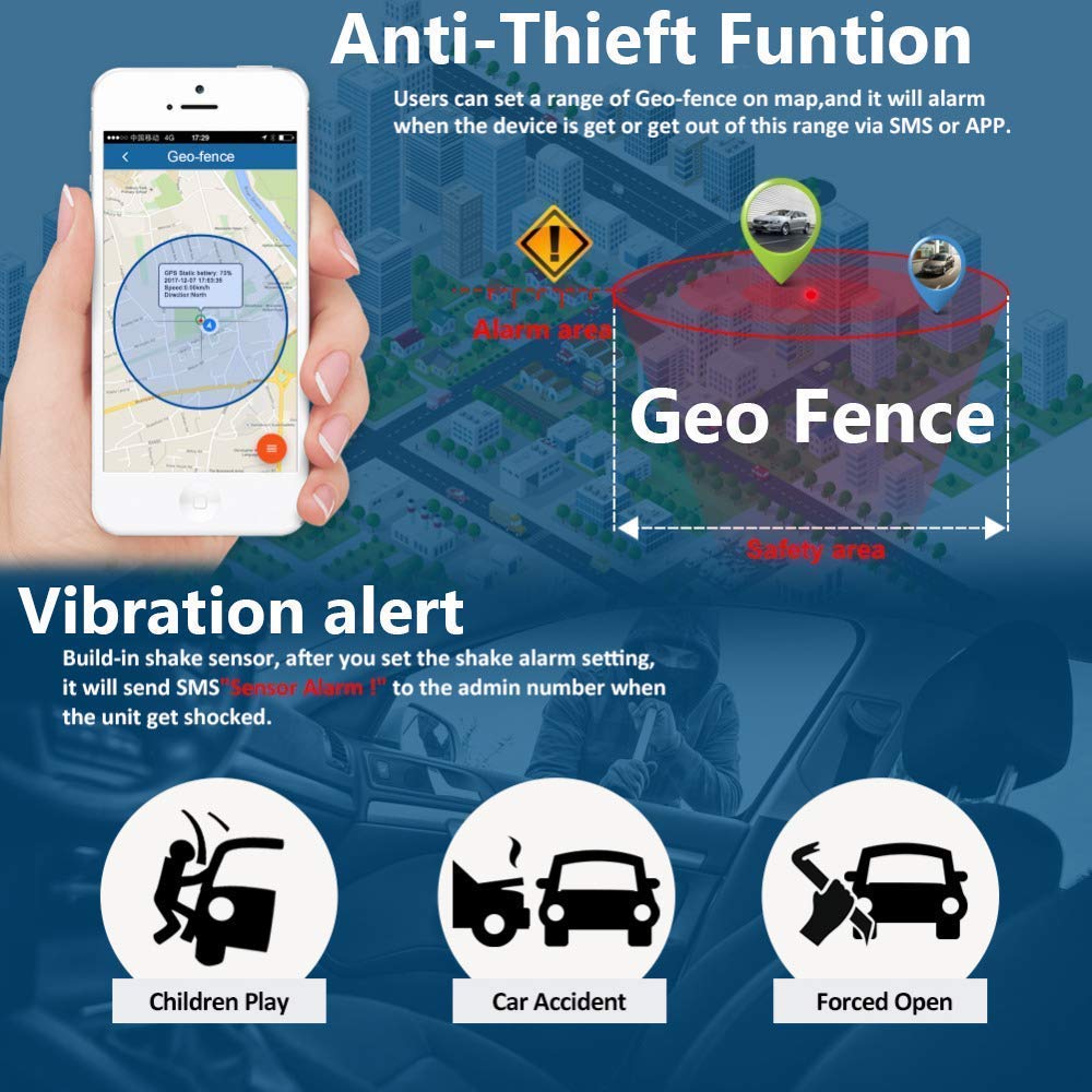 GPS Auto Tracker,150 Giorni GPS in standby Impermeabile in Tempo Reale,GPS Locator Professional Anti-perso GPS Allarme Car Tracker per Auto Camion Moto Congelatore Barca con APP Libera