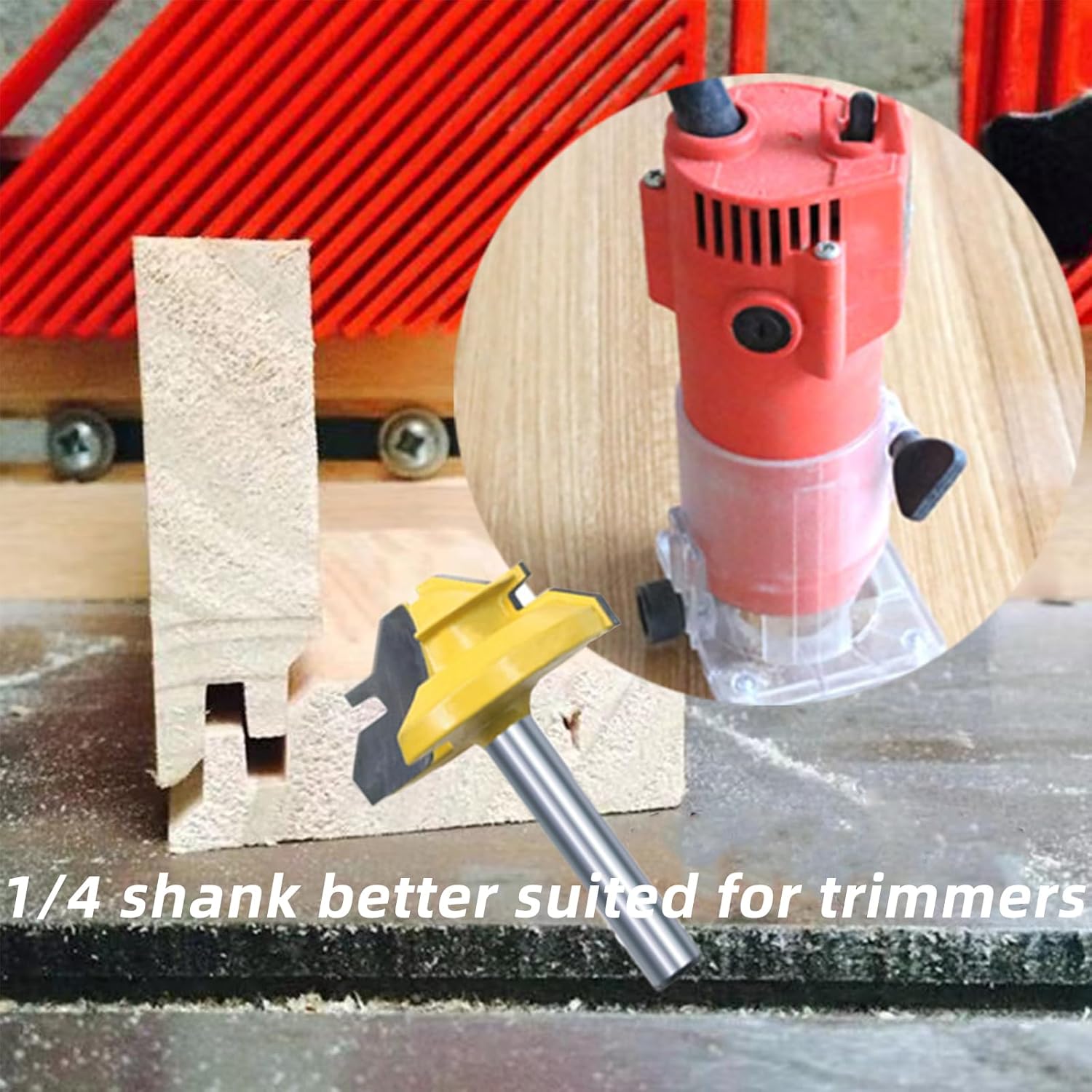 1/4 Inch Shank Lock Miter Router Bit - 45 Degree Stock Joint Cutter for Precise Woodworking Tool- 1/2 Cutting Diameter for Miter Box Projects