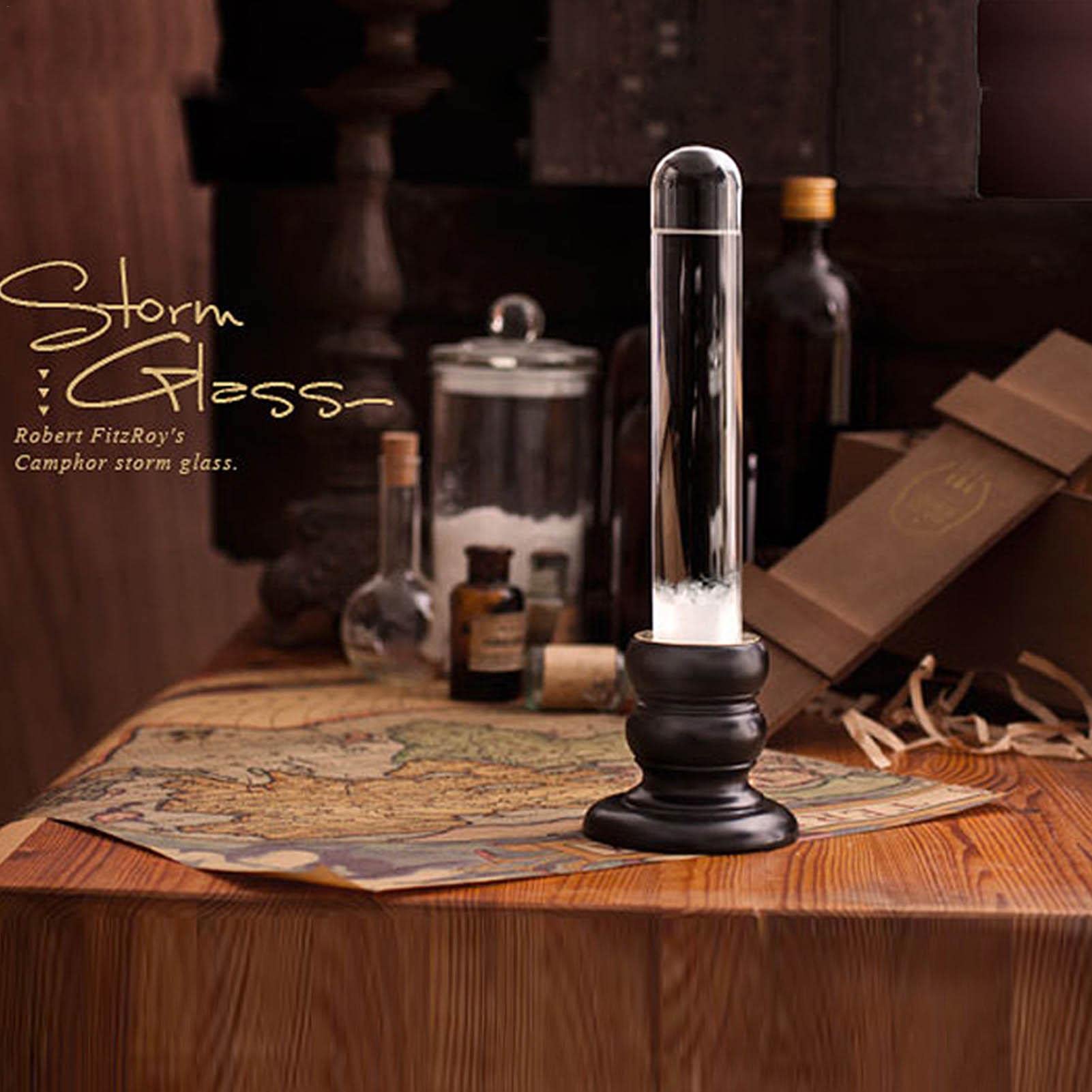 Sturmglas Wetterstation Katzenform - Wettervorhersage Barometer Mit Holzsockel