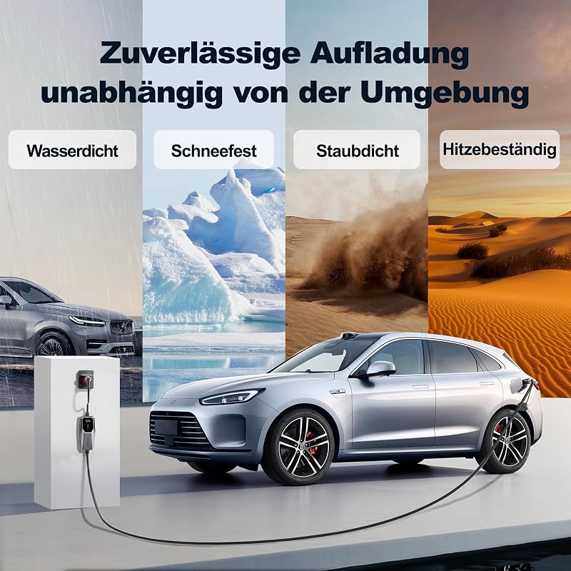 VDLPOWEREU Type 2 Elektromos Autó Töltőkábel 11kW, 5M - Hordozható Fali Töltőállomás CEE 16A, Időzíthető, Állítható Áramerősség, IP65