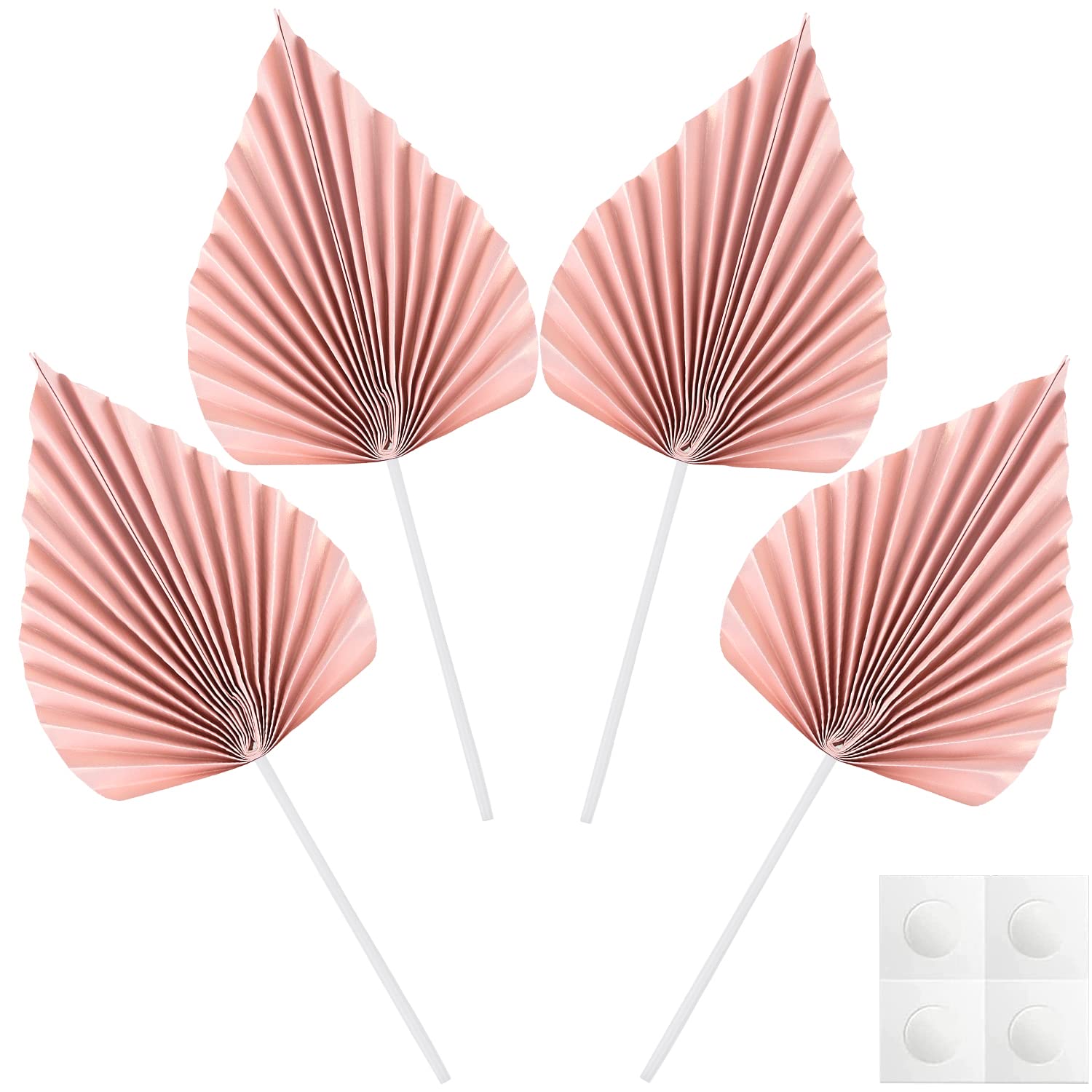 Delsen4 Pcs Paper Palm Fan Cake Toppers Palm Spear Leaf Cupcake Toppers for Cake Decorating Birthday Wedding Party