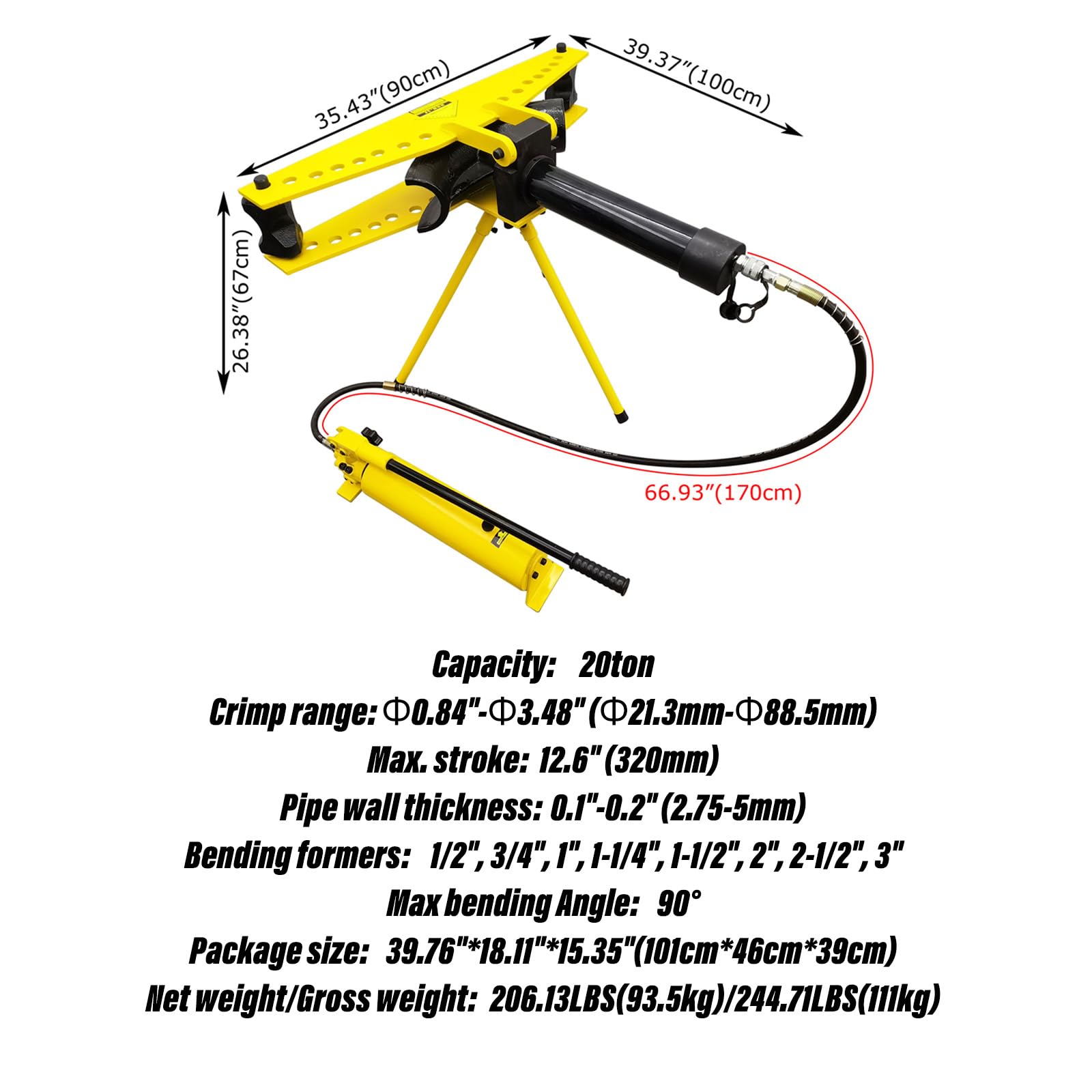WYDDDARY Manual Hydraulic Pipe Tube Bender 0.2