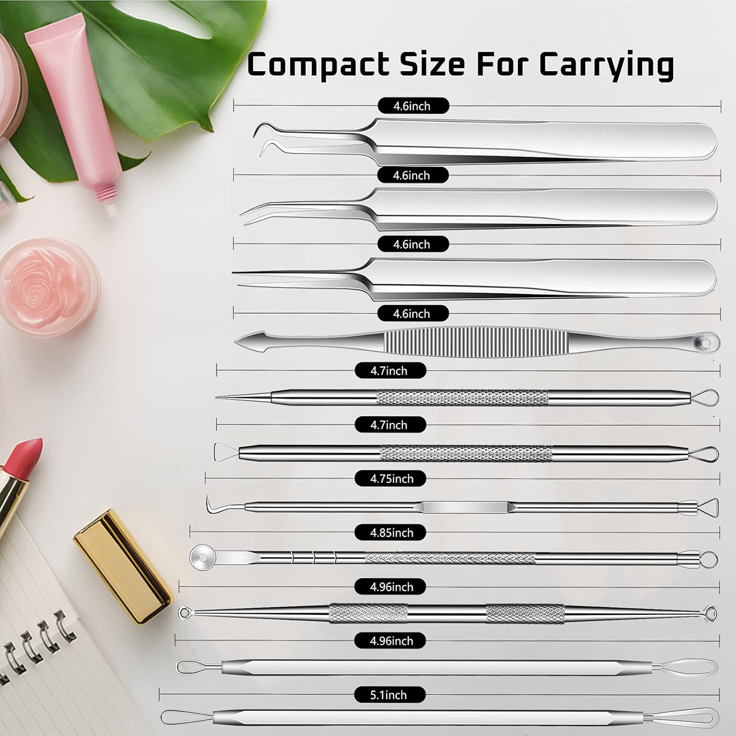 BAbuGIG Pimple Popper Tool Kit,Acne Removal Tool kit 11 Pcs Remover Comedone Extractor for Quick and Easy Removal of Pimples, Blackheads for Acne Blemish Removal (Silver-11) : Beauty & Personal Care