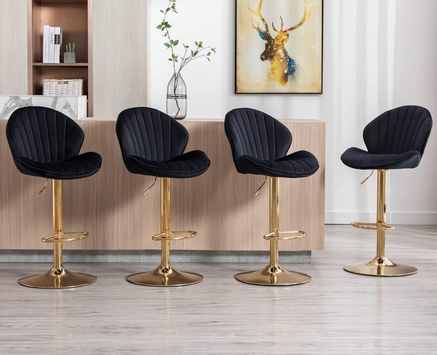 EALSON Velvet Swivel Bar Stools Set of 4 Modern Counter