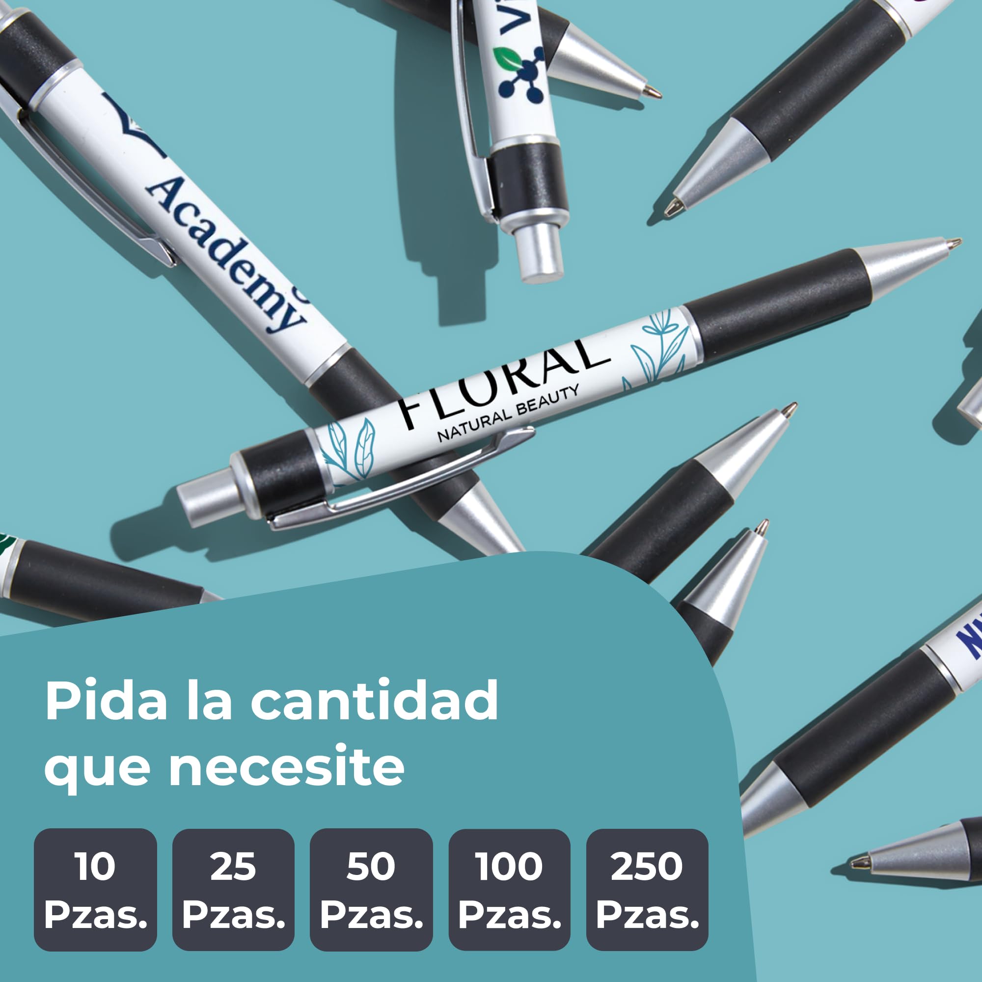 Cimpress Bolígrafo Personalizado con Tinta Negra, 50 Unidades, Impresión Completa con Texto o Logo, con Agarre Antideslizante, Ideal para Profesores y Eventos