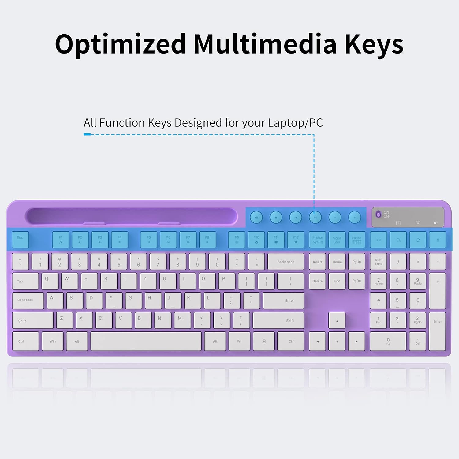 MARVO Keyboard with optimized multimedia keys highlighted