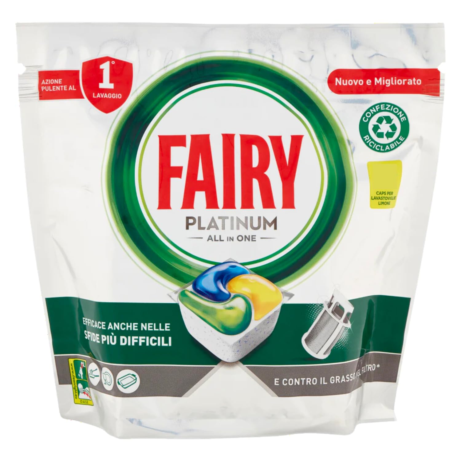 Fairy detersivo lavastoviglie in pastiglie profumo limone – 25 caps kit con Spugna Brandizzata SPESA & RISPARMIO Inclusa – Variazioni 4/8/12 Pezzi (4)