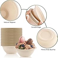 Vista 4 de Ocmoiy Paquete de 150 tazones de papel desechables de 8 onzas, cuencos de comida compostables pequeños, resistentes, ecológicos, para servir