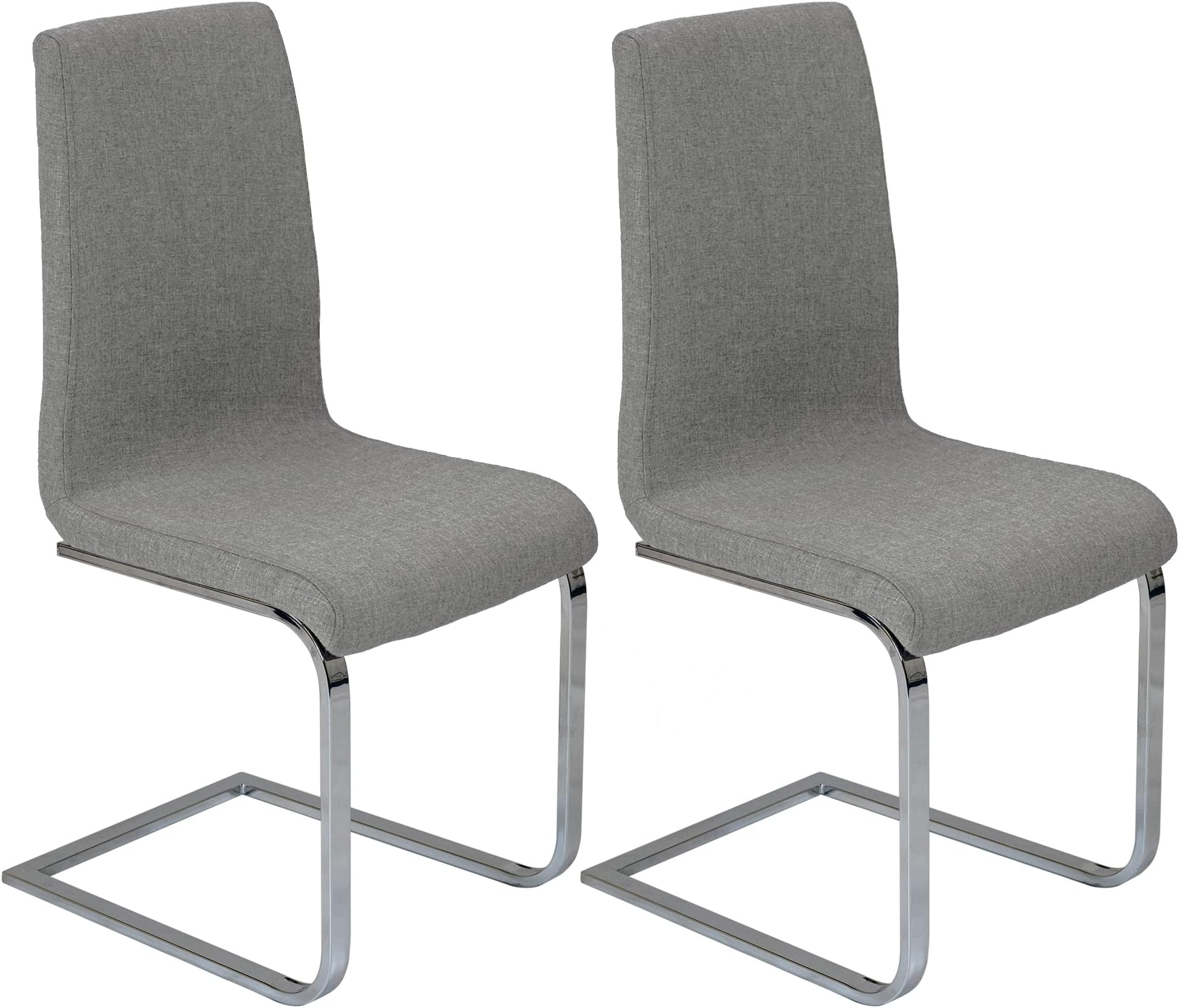 Charles Jacobs Modern Contemporary Grey Fabric Dining Chairs With Chrome Legs