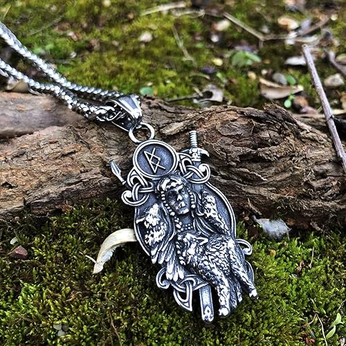 Miniatura 2 de GuoShuang Collar vikingo con panel nórdico de valquiria freya para hombre, regalo vikingo, joyería colgante vikinga de acero inoxidable, Acero
